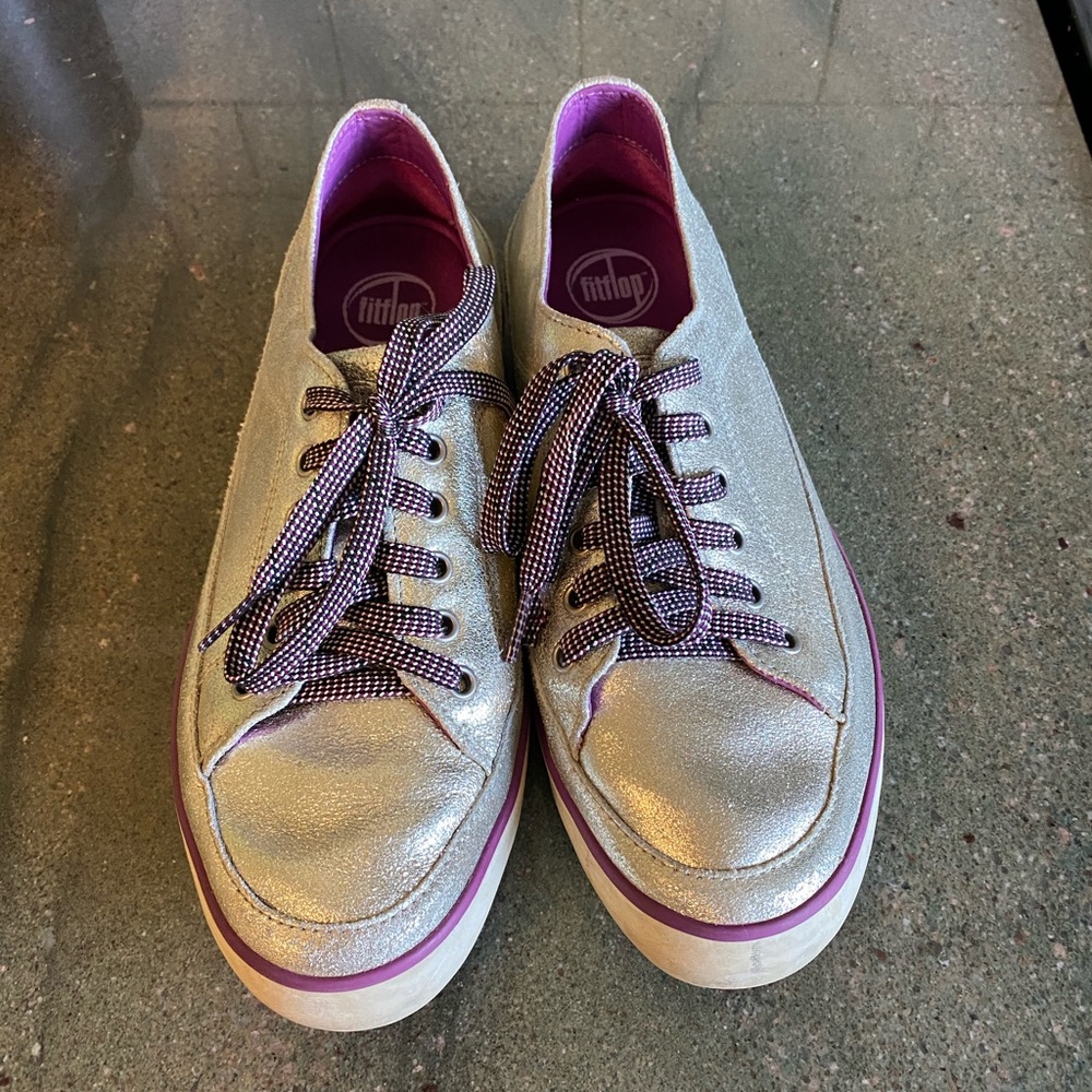 Fitflop Running Shoes - sparkly silver leather